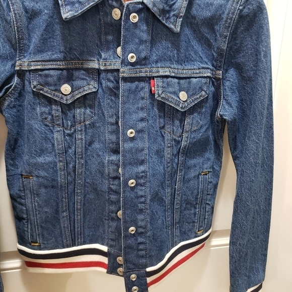 Levi's Y2K Denim Jean Jacket Womens Size XS Red White Blue Trim New 100% Cotton - Picture 3 of 11